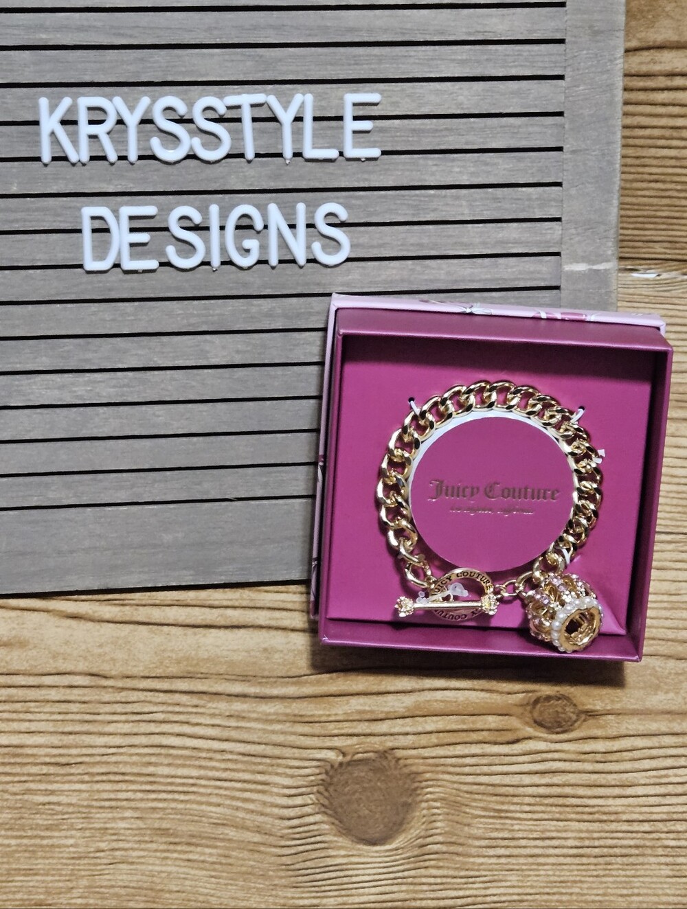 Juicy Couture Gold Tine Crystal Crown Bracelet